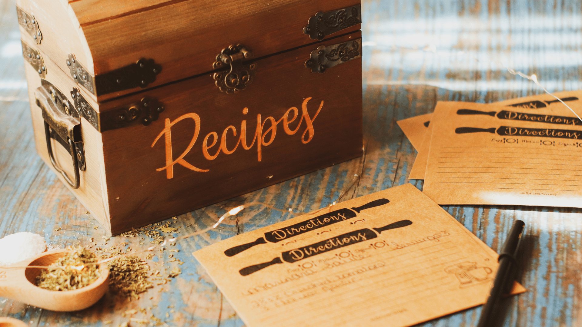 Vintage recipe box with cards and ingredients Recipe Memory